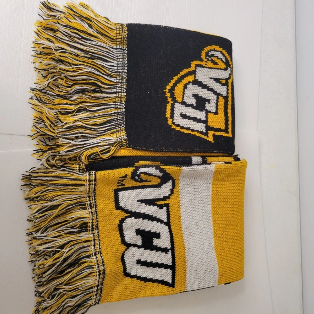 Lot of 2 VCU Rams Knit Scarves Virginia Black Gold NCAA Collegiate Fan Gear